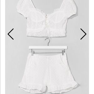 White two piece set, whore co-ord set nasty gal